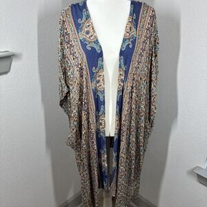 Angie Kimono Coverup Open Front Paisley Floral Boho Festival Colorful Large